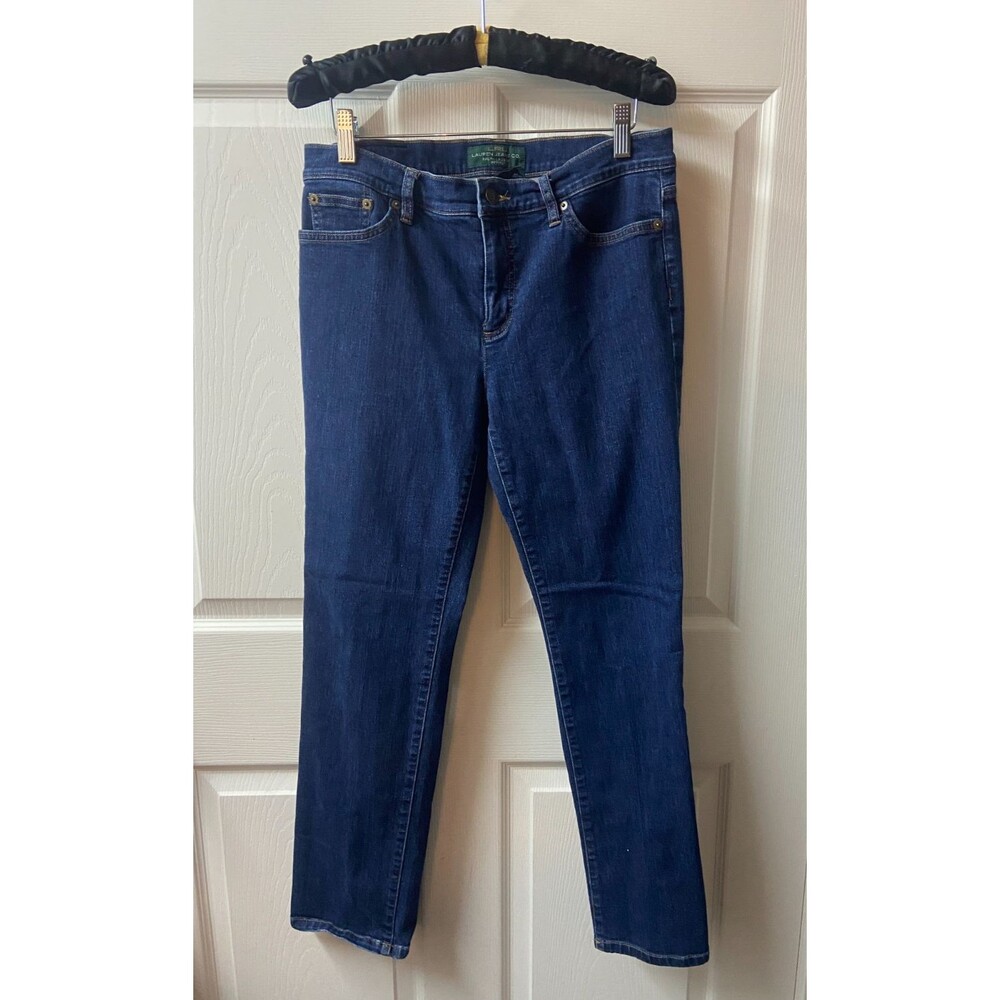 Lauren Ralph Lauren Jeans Womens 10P Straight Leg Dark Wash 5 Pocket Mid Rise